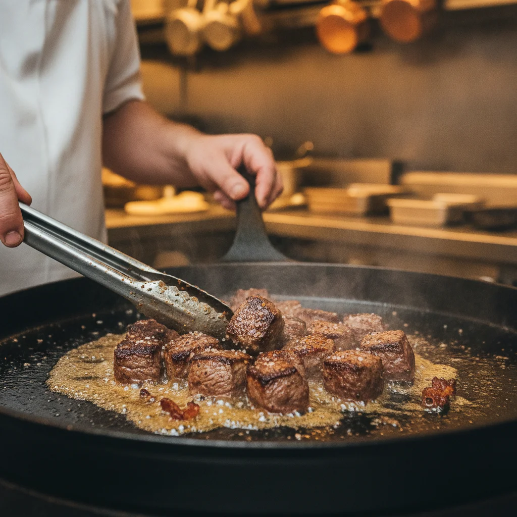 Sear the Beef Cubes to Golden Perfection