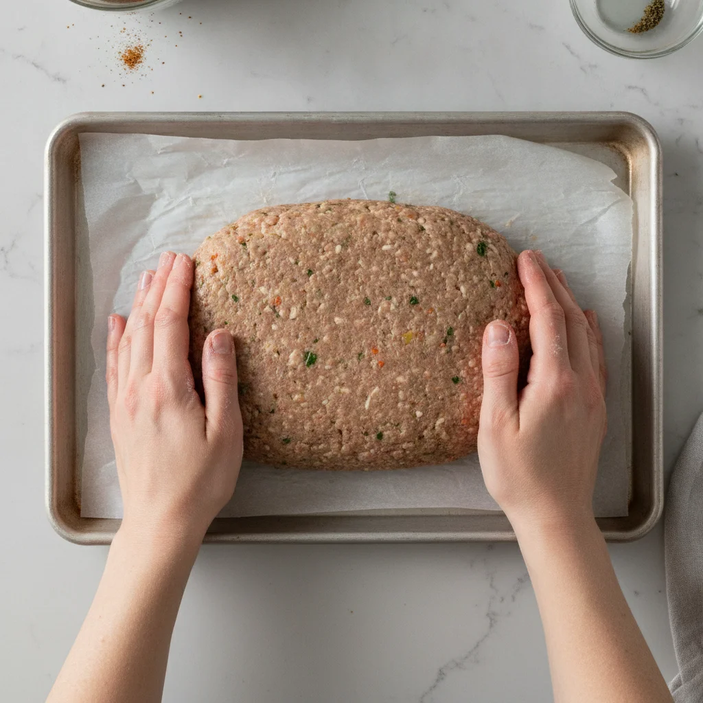 Shape Freeform Meatloaf on Baking Sheet